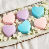 heart shaped soaps that signify autism love and self care, perfect for a pop of color in a bathroom